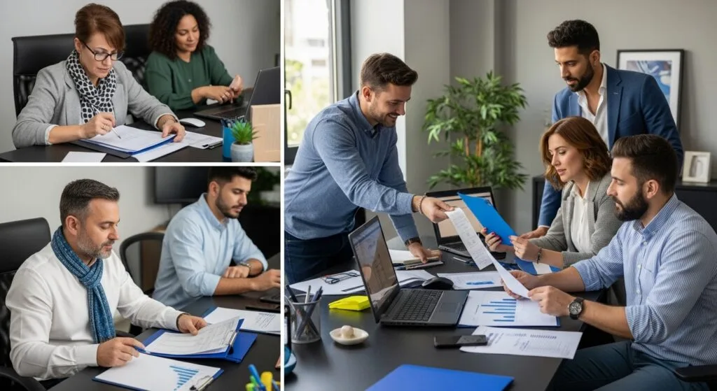 business expenses, Greek office, teamwork