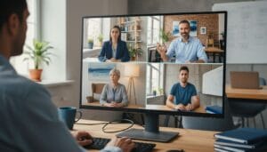 σύγχρονο γραφείο τηλεργασίας