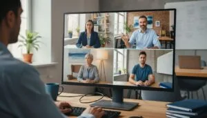 σύγχρονο γραφείο τηλεργασίας