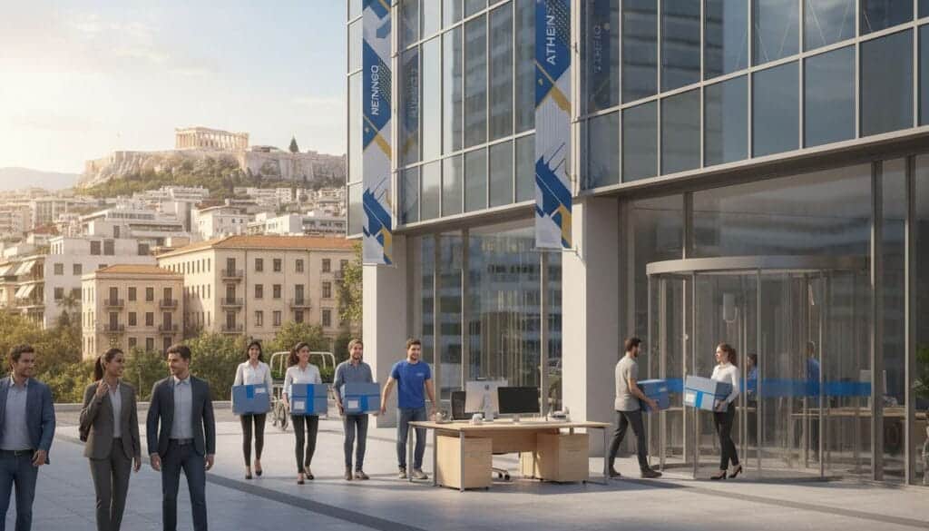 Modern office relocation in Greek city
