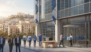 Modern office relocation in Greek city