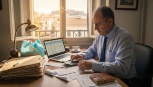 Επιχειρηματίας που ελέγχει τα έξοδα της επιχείρησής του