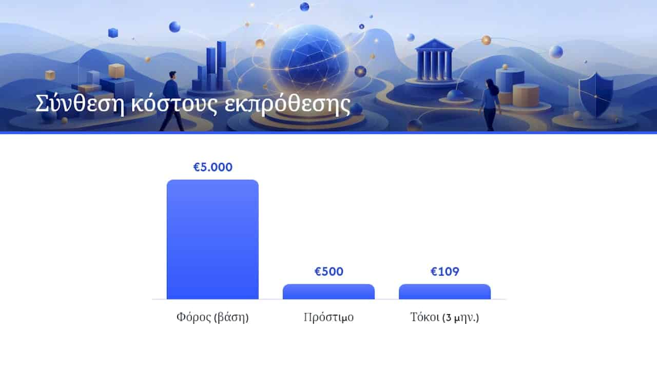 Διάγραμμα ανάλυσης κόστους καθυστέρησης πληρωμής φόρου