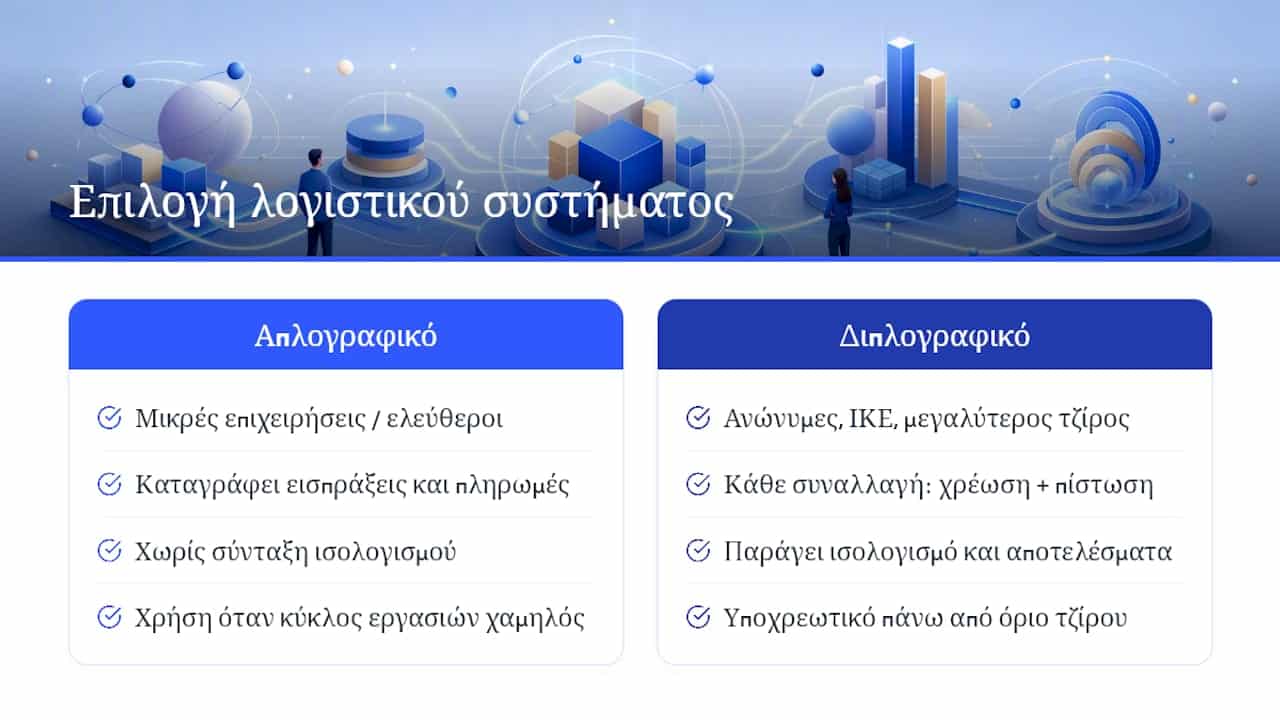 Απλογραφικό ή διπλογραφικό σύστημα: πώς καθορίζεται η κατηγορία σας — overview diagram