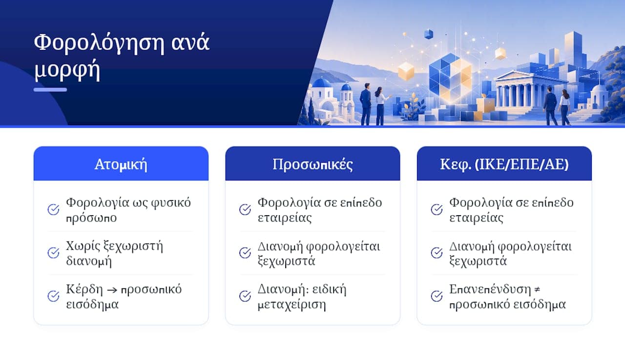 Σύγκριση φορολογίας διαφόρων νομικών μορφών εταιρειών