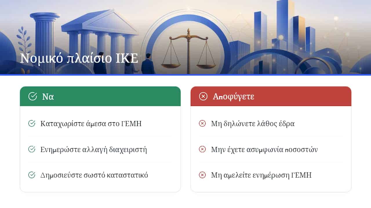 Ποιο νομικό πλαίσιο διέπει τη σύσταση ΙΚΕ; — overview diagram