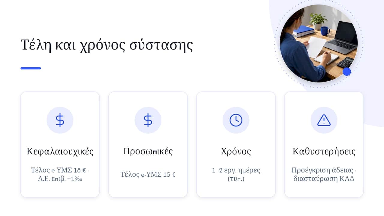 Σύγκριση κόστους και χρόνου για τη σύσταση εταιρείας